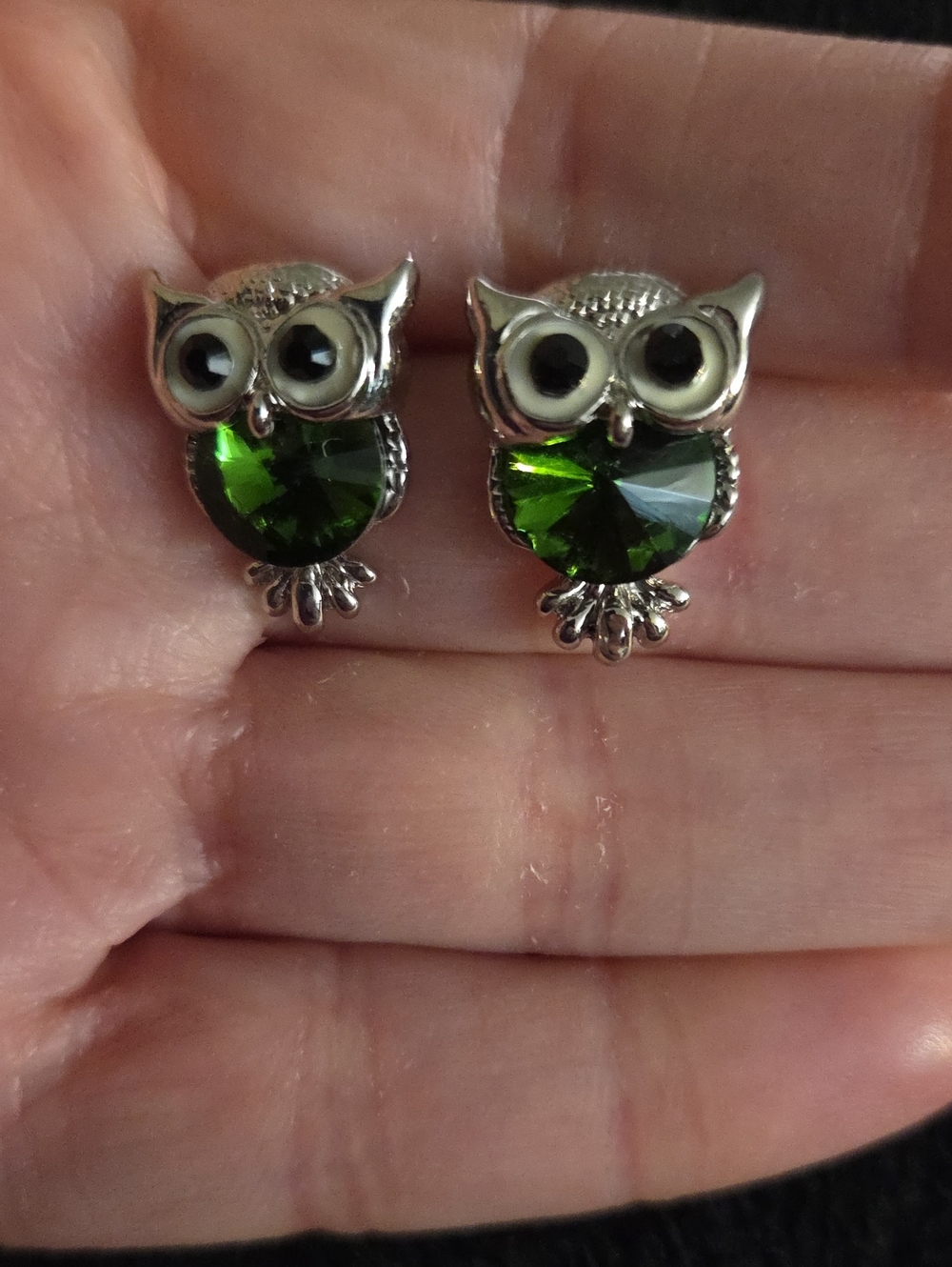 NEW - Earrings - owls - green